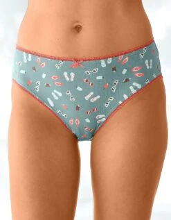 Slip Coton Forme Midi Imprimé Motifs "plage" Assortis – Lot De 4 -Célèbre Lingerie Magasin 700430 C01 zoomx vue4