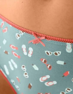 Slip Coton Forme Midi Imprimé Motifs "plage" Assortis – Lot De 4 -Célèbre Lingerie Magasin 700430 C01 zoomx vue5