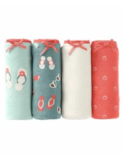 Slip Coton Forme Midi Imprimé Motifs "plage" Assortis – Lot De 4 -Célèbre Lingerie Magasin 700430 C01 zoomx vue7