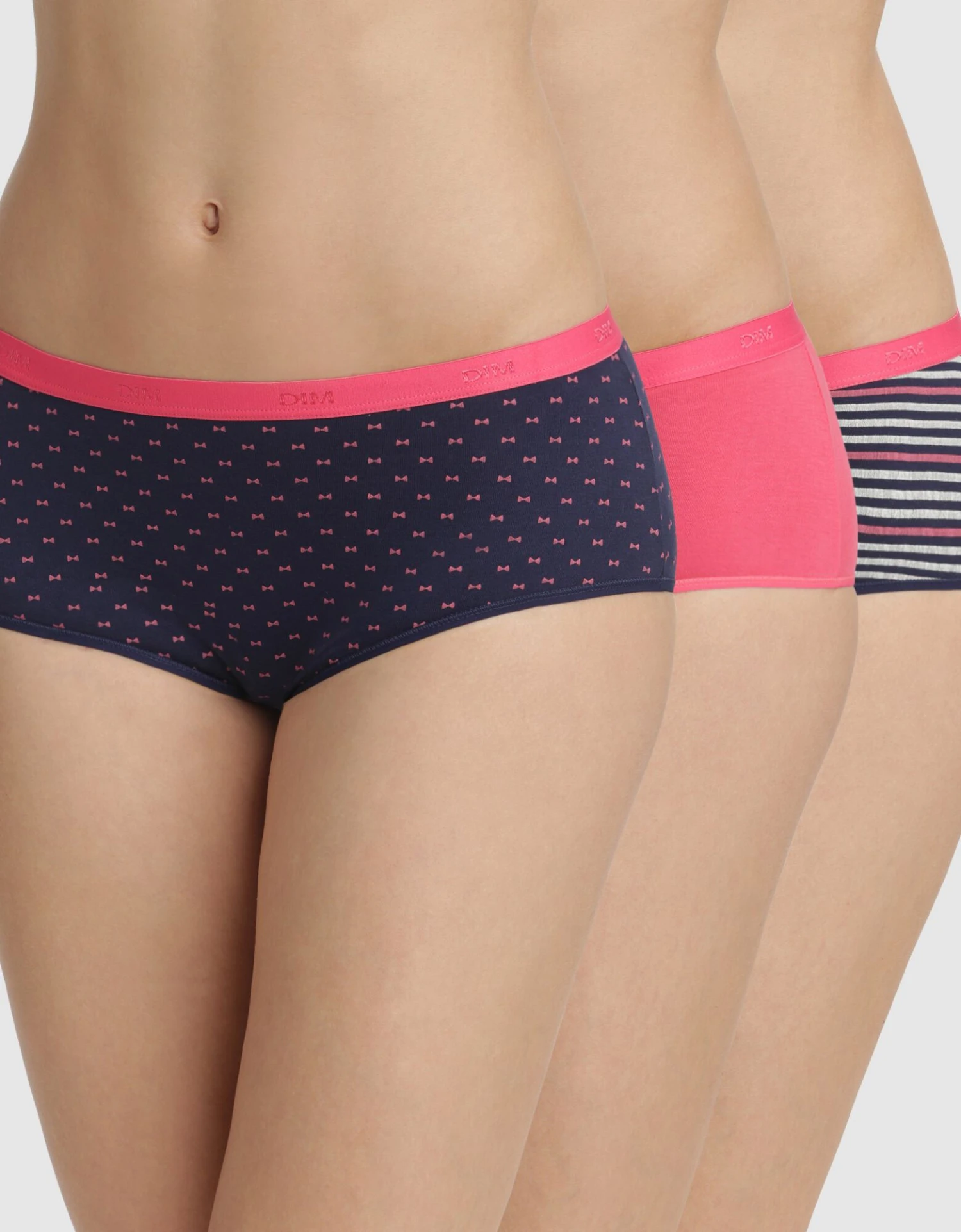 DIM Slip Forme Boxer"Les Pockets" Coton Stretch Imprimé Et Uni Rose- Lot De 3 2 DIM Slip Forme Boxer"Les Pockets" Coton Stretch Imprimé Et Uni Rose- Lot De 3
