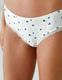 Culotte Forme Midi Coton Stretch Imprimé " Coeurs" Et Dentelle - Lot De 3 -Célèbre Lingerie Magasin 700558 C01 zoomx vue3