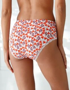 Culotte Taille Haute Coton Stretch Imprimé " Fleurs" Et Dentelle - Lot De 3 -Célèbre Lingerie Magasin 700561 C01 zoomx vue2