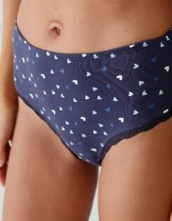 Culotte Taille Haute Coton Stretch Imprimé " Coeurs" Et Dentelle - Lot De 3 -Célèbre Lingerie Magasin 700562 C01 zoomx vue3