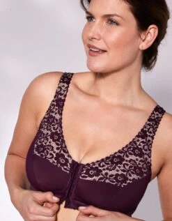 Soutien-gorge Minimiseur Ouvert Devant En Dentelle Sans Armatures – Prune