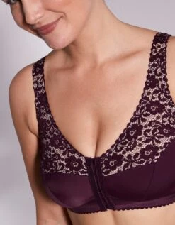 Soutien-gorge Minimiseur Ouvert Devant En Dentelle Sans Armatures – Prune -Célèbre Lingerie Magasin 701434 C01 zoomx vue5