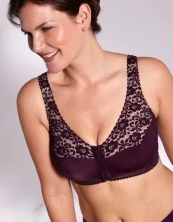 Soutien-gorge Minimiseur Ouvert Devant En Dentelle Sans Armatures – Prune -Célèbre Lingerie Magasin 701434 C01 zoomx vue6