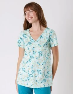 Tee-shirt Pyjama Manches Courtes Imprimé Floral -Célèbre Lingerie Magasin 703042 C01 zoomx vue5