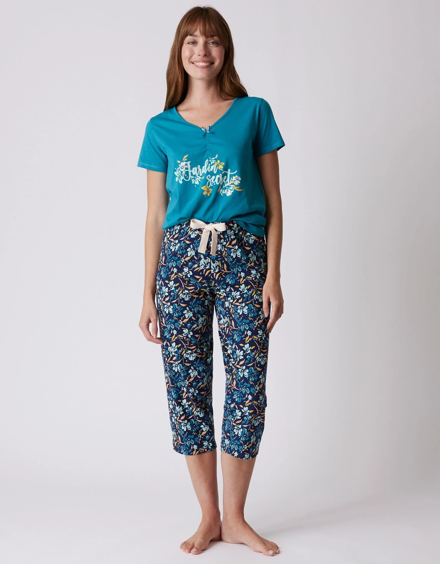 Pantalon Court Pyjama Imprimé Floral 5 Pantalon Court Pyjama Imprimé Floral – Image 3