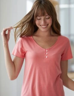 Tee Shirt Pyjama Manches Courtes Boutonné