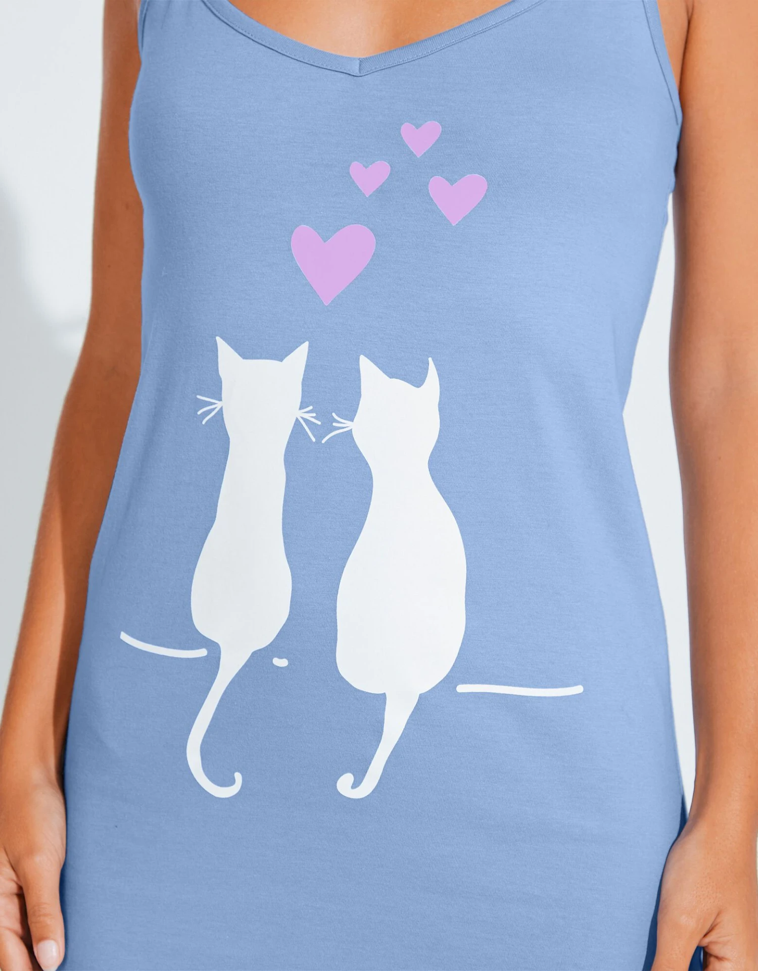 Nuisette Coton Fines Bretelles Motif « chats » 5 Nuisette Coton Fines Bretelles Motif « chats » – Image 3