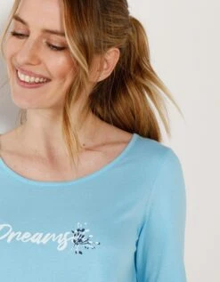 Tee-shirt Manches Longues – Turquoise -Célèbre Lingerie Magasin 703147 C01 zoom detailRFP