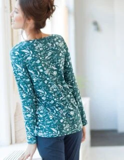 Tee-shirt Manches Longues – Fleuri émeraude -Célèbre Lingerie Magasin 703148 C01 zoomx vue3