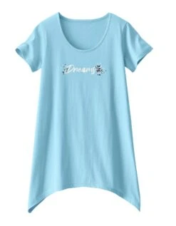 Tee-shirt Asymétrique Manches Courtes – Turquoise