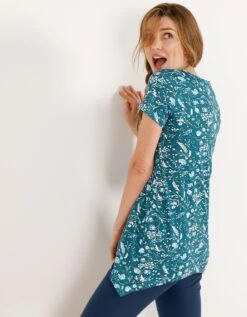 Tee-shirt Asymétrique Manches Courtes – Fleuri émeraude -Célèbre Lingerie Magasin 703151 C01 zoomx vue3