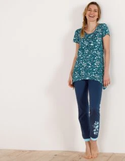 Tee-shirt Asymétrique Manches Courtes – Fleuri émeraude -Célèbre Lingerie Magasin 703151 C01 zoomx vue4