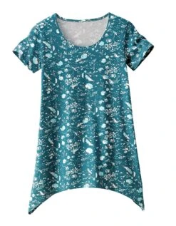 Tee-shirt Asymétrique Manches Courtes – Fleuri émeraude -Célèbre Lingerie Magasin 703151 C01 zoomx vue5