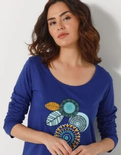 Chemise De Nuit Courte Manches Longues Motif « Rosace » -Célèbre Lingerie Magasin 703209 C01 zoomx vue4