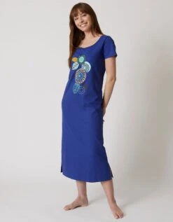 Chemise De Nuit Longue Manches Courtes Motif «rosaces »