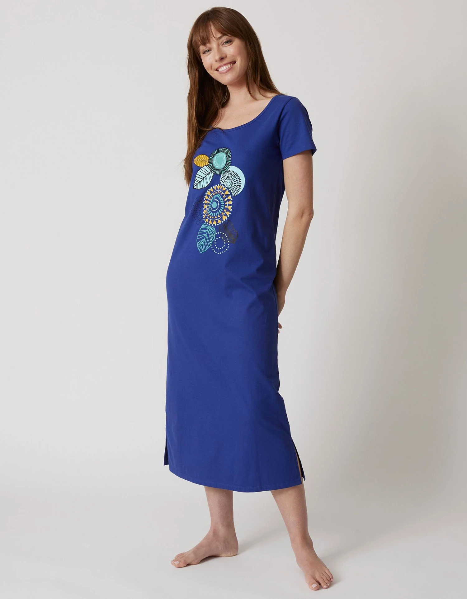 Chemise De Nuit Longue Manches Courtes Motif «rosaces » 3 Chemise De Nuit Longue Manches Courtes Motif «rosaces »