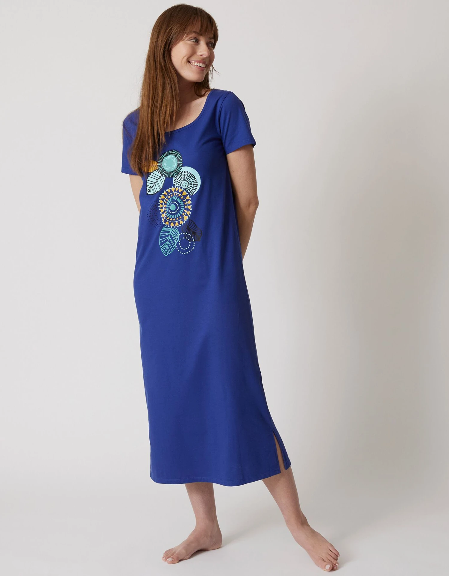 Chemise De Nuit Longue Manches Courtes Motif «rosaces » 6 Chemise De Nuit Longue Manches Courtes Motif «rosaces » – Image 4