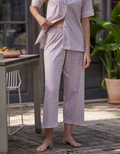 Pyjama Pantalon Court Imprimé Carreaux - Col Tailleur -Célèbre Lingerie Magasin 703229 C02 zoomx vue6