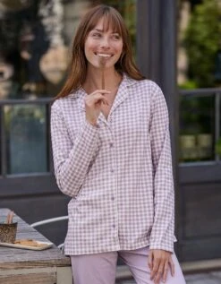 Pyjama Imprimé Carreaux - Col Tailleur -Célèbre Lingerie Magasin 703240 C02 zoomx vue4