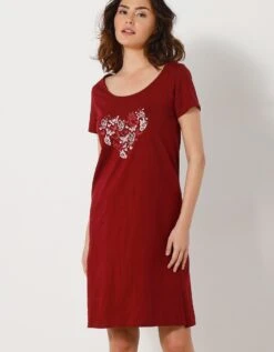 Chemise De Nuit Courtes Manches Courtes Motif «papillons»