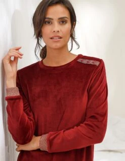 Chemise De Nuit Velours Stretch, Détails Scintillants -Célèbre Lingerie Magasin 703408 C01 zoomx vue4