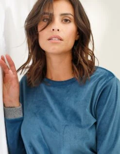 Pyjama Pantalon Velours Stretch Détails Scintillants -Célèbre Lingerie Magasin 703468 C01 zoomx vue4