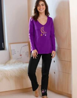 Tee-shirt Manches Longues Imprimé Lune Jersey Coton -Célèbre Lingerie Magasin 703553 C02 zoomx vue3