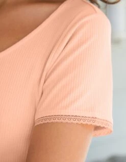 Tee-shirt Pyjama Maille Viscose Côtelée -Célèbre Lingerie Magasin 703590 C01 zoomx vue4