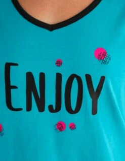 Tee-shirt Manches Courtes Coton Uni Imprimé Placé "Enjoy" 13 Tee-shirt Manches Courtes Coton Uni Imprimé Placé "Enjoy" -Célèbre Lingerie Magasin 703593 C02 zoomx vue5