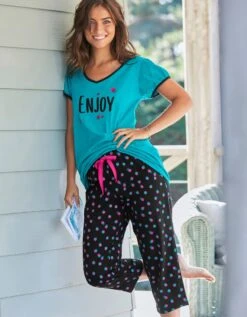 Tee-shirt Manches Courtes Coton Uni Imprimé Placé "Enjoy" 15 Tee-shirt Manches Courtes Coton Uni Imprimé Placé "Enjoy" -Célèbre Lingerie Magasin 703593 C02 zoomx vue7