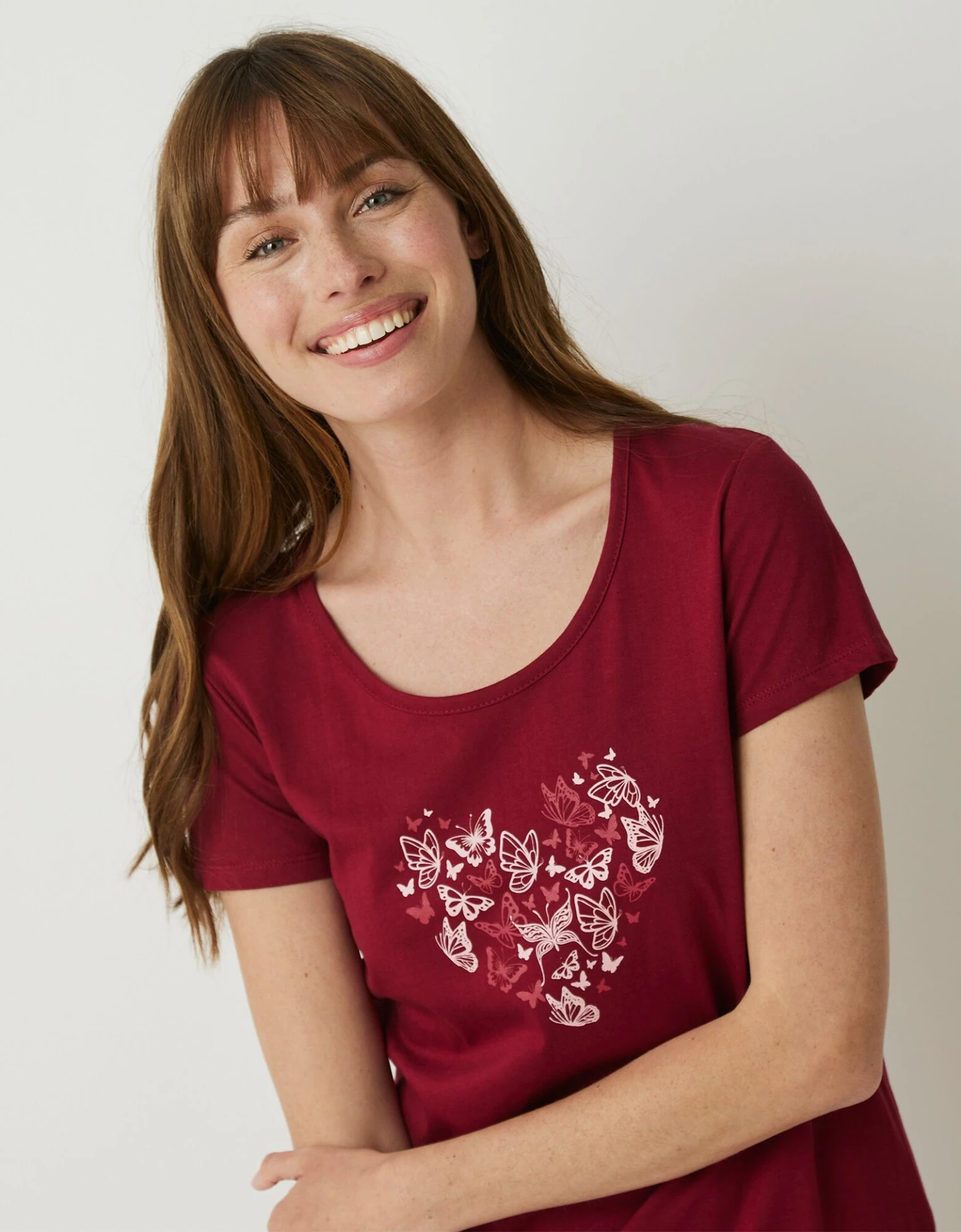 Chemise De Nuit Longue Manches Courtes Motif "papillons" 4 Chemise De Nuit Longue Manches Courtes Motif "papillons" – Image 2