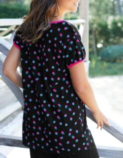 Tee-shirt Manches Courtes Coton Enjoy Imprimé Pois 11 Tee-shirt Manches Courtes Coton Enjoy Imprimé Pois -Célèbre Lingerie Magasin 703595 C01 zoomx vue3