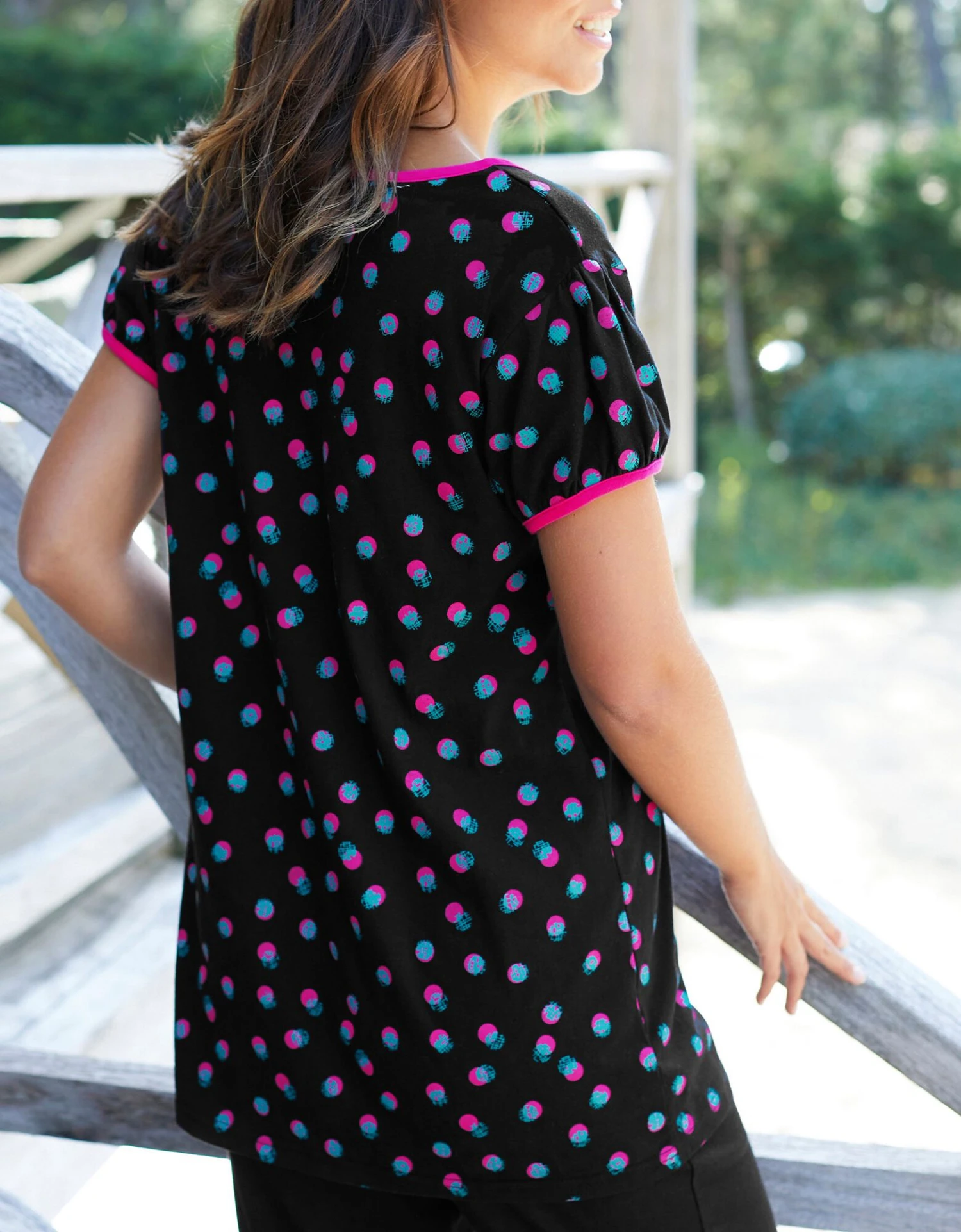 Tee-shirt Manches Courtes Coton Enjoy Imprimé Pois 5 Tee-shirt Manches Courtes Coton Enjoy Imprimé Pois – Image 3