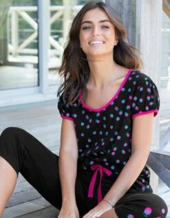 Tee-shirt Manches Courtes Coton Enjoy Imprimé Pois 14 Tee-shirt Manches Courtes Coton Enjoy Imprimé Pois -Célèbre Lingerie Magasin 703595 C01 zoomx vue6