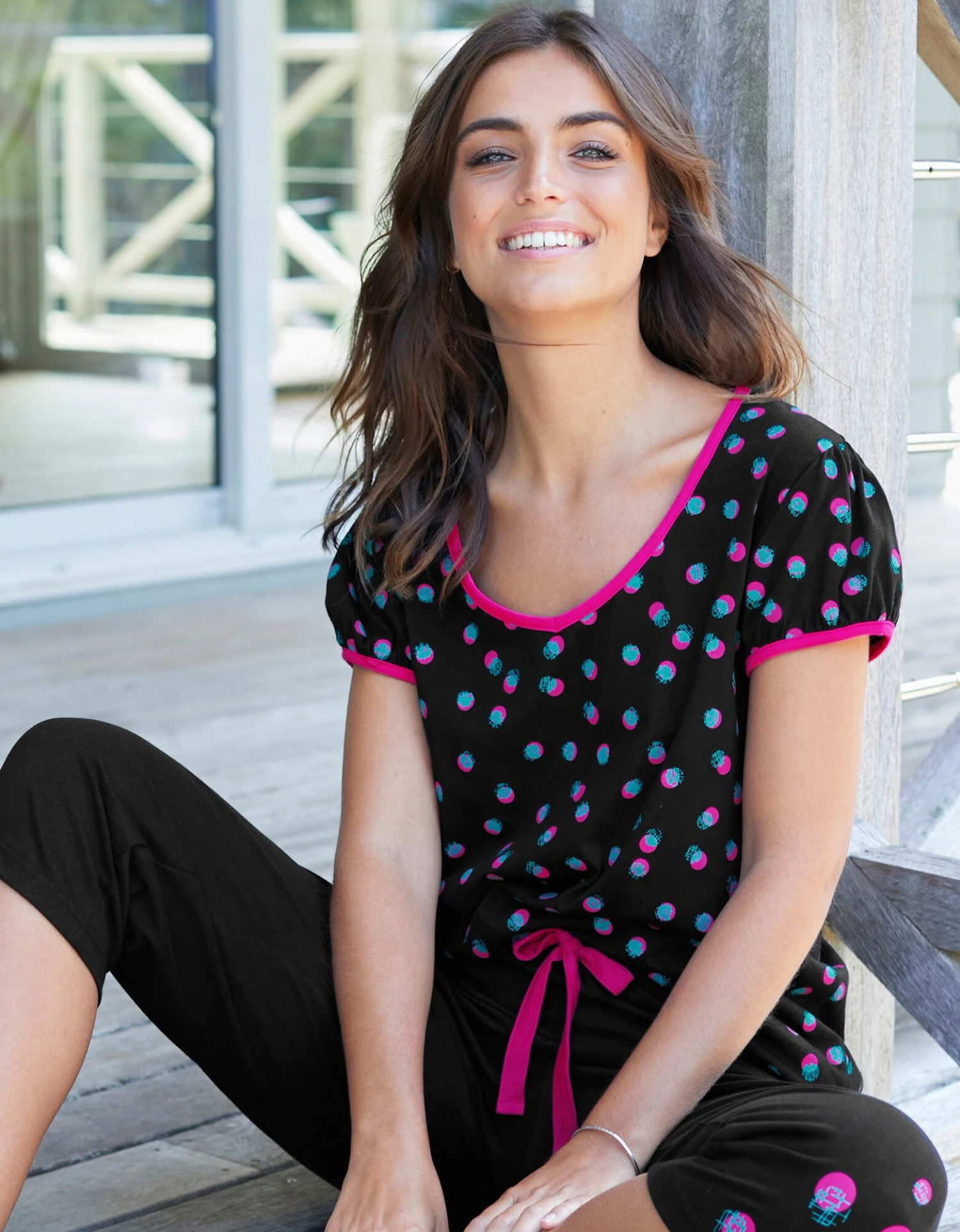 Tee-shirt Manches Courtes Coton Enjoy Imprimé Pois 8 Tee-shirt Manches Courtes Coton Enjoy Imprimé Pois – Image 6