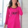 Tee-shirt Manches Longues Coton Uni Imprimé Placé "Enjoy" 2 Tee-shirt Manches Longues Coton Uni Imprimé Placé "Enjoy" -Célèbre Lingerie Magasin 703596 C01 zoomx