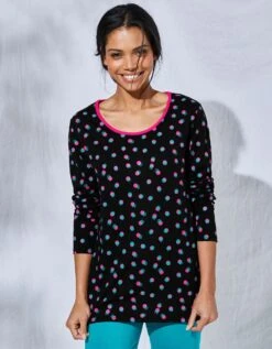 Tee-shirt Manches Longues Coton Enjoy Imprimé Pois