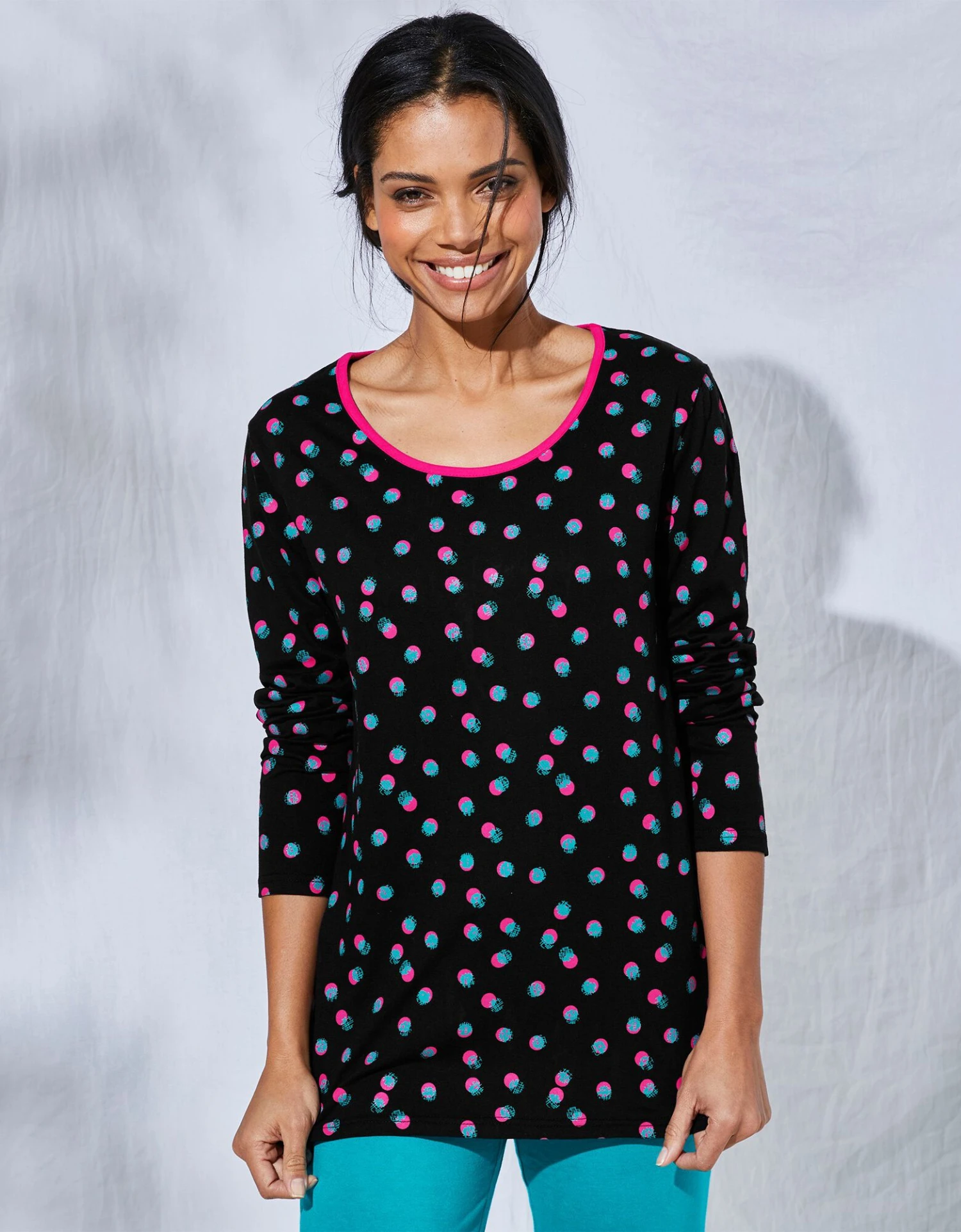 Tee-shirt Manches Longues Coton Enjoy Imprimé Pois 3 Tee-shirt Manches Longues Coton Enjoy Imprimé Pois