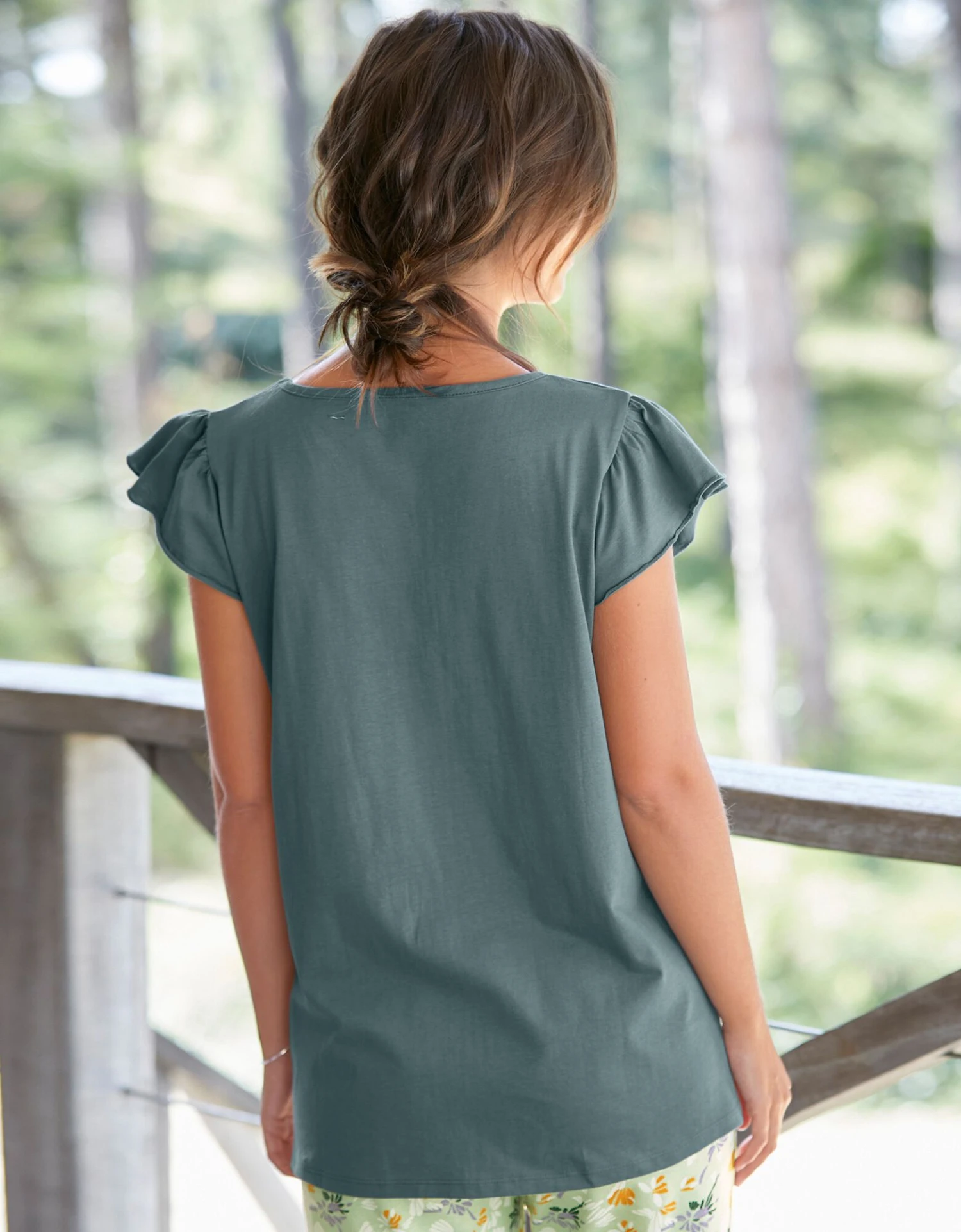 Tee-shirt Pyjama Manches Courtes Imprimé Placé "pétales De Fleurs" 4 Tee-shirt Pyjama Manches Courtes Imprimé Placé "pétales De Fleurs" – Image 2