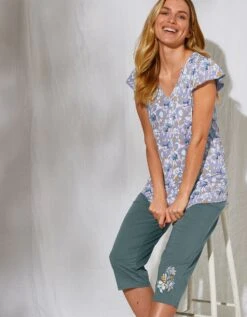 Tee-shirt Pyjama Manches Courtes Imprimé "pétales De Fleurs" -Célèbre Lingerie Magasin 703607 C01 zoomx vue3