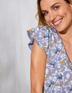 Tee-shirt Pyjama Manches Courtes Imprimé "pétales De Fleurs" -Célèbre Lingerie Magasin 703607 C01 zoomx vue4