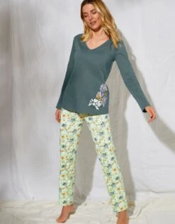 Tee-shirt Pyjama Manches Longues Imprimé Placé "pétales De Fleurs" 9 Tee-shirt Pyjama Manches Longues Imprimé Placé "pétales De Fleurs" -Célèbre Lingerie Magasin 703608 C01 zoomx vue3