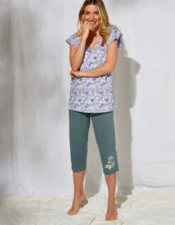 Pantacourt Pyjama Imprimé Placé "pétales De Fleurs" -Célèbre Lingerie Magasin 703612 01 4