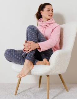 Pyjama Pantalon Col Boule Maille Polaire