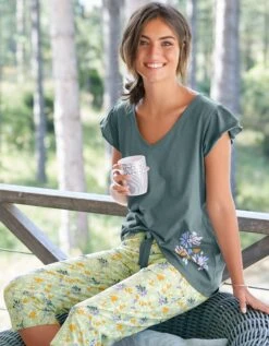 Pantacourt Pyjama Imprimé "pétales De Fleurs" -Célèbre Lingerie Magasin 703620 C02 zoomx vue6