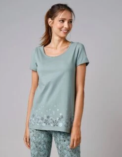 Tee-shirt De Pyjama Manches Courtes Imprimé Base Fleurs