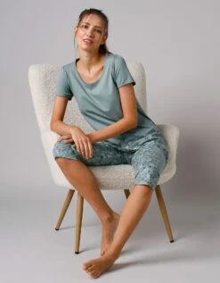 Tee-shirt De Pyjama Manches Courtes Imprimé Base Fleurs -Célèbre Lingerie Magasin 703623 C03 zoomx vue5